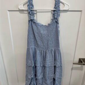 Smocked Blue Ruffle Dress